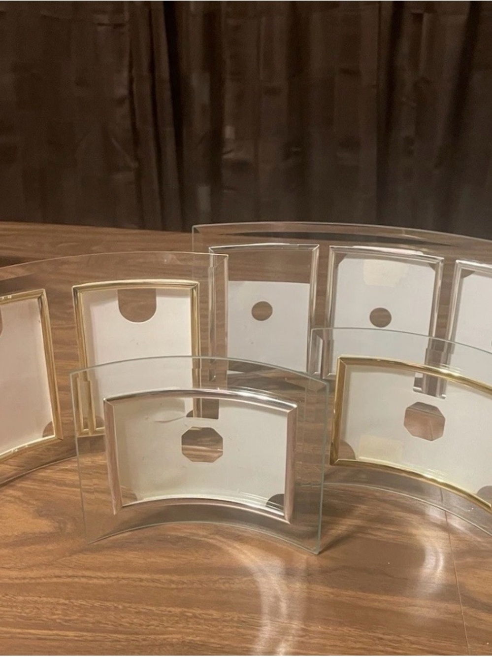 Vtg  Curved Glass Photo Frames with Gold Trim - Home Accents